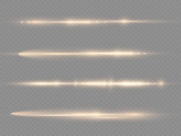 Vodorovný paprsek světla, blikavě žlutá vodorovná čára — Stockový vektor