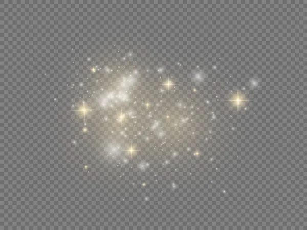 Scintille di polvere bianca e stella, effetto luce. — Vettoriale Stock
