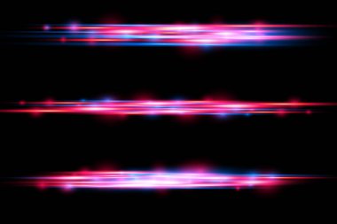 Kırmızı mavi hareketli polis hattı, yatay ışık huzmeleri