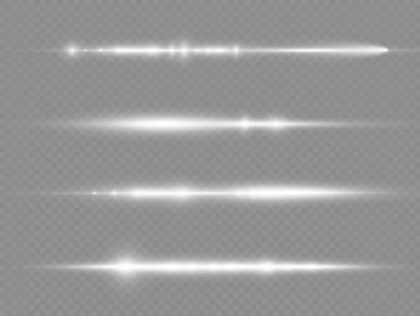 Raggi di luce orizzontali, linea orizzontale bianca flash — Vettoriale Stock