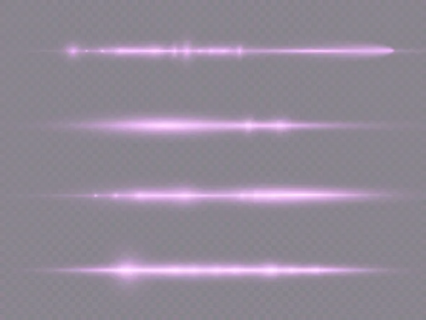 Horizontal raios de luz violeta, flash linha roxa. — Vetor de Stock