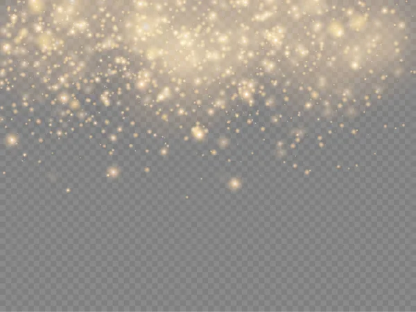 輝く黄金の魔法黄色の塵粒子光 — ストックベクタ