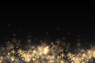 Işıldayan altın sihirli toz parçacıkları ışık saçar.