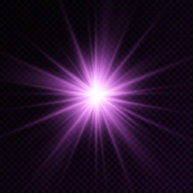 Mor parlak ışık yıldızı, menekşe patlaması güneş ışınları.