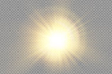 Parlak ışık yıldızı, sarı güneş ışınları, bokeh.