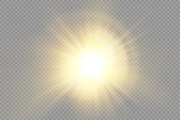 Parlak ışık yıldızı, sarı güneş ışınları, bokeh.