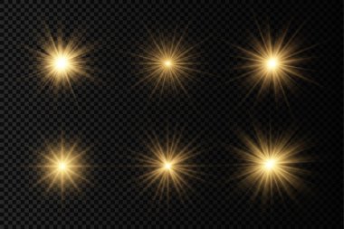 Parlak ışık yıldızı, sarı güneş ışınları.