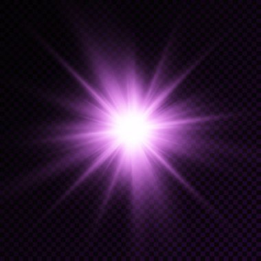 Mor parlak ışık yıldızı, menekşe patlaması güneş ışınları.