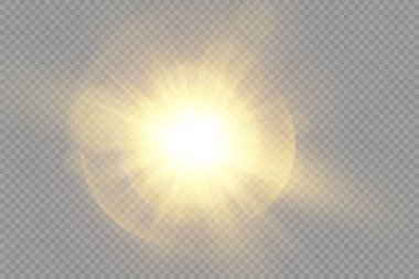 Parlak ışık yıldızı, sarı güneş ışınları, bokeh.
