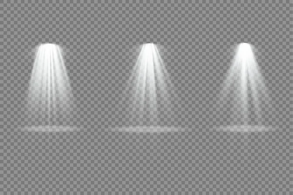 Conjunto de holofotes brancos, efeito de luz do projetor. —  Vetores de Stock