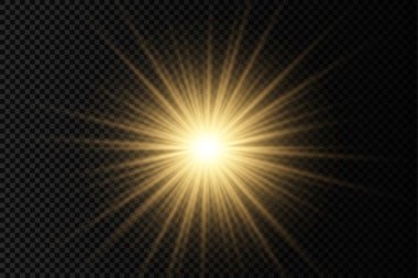Parlak ışık yıldızı, sarı güneş ışınları.