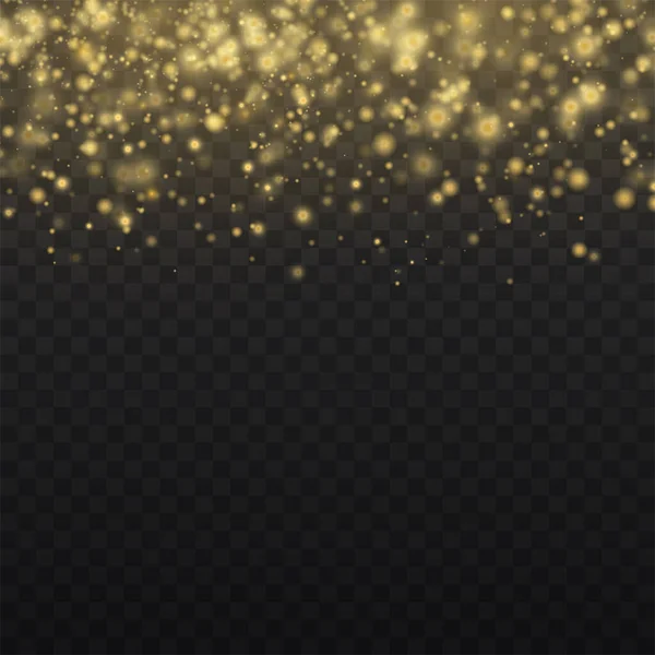 Κίτρινα σωματίδια σκόνης, χρυσές σπίθες, φώτα, αστέρι — Διανυσματικό Αρχείο