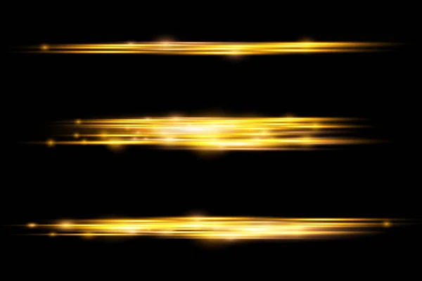 Horizontale lichtstraal, flits gele horizontale lijn — Stockvector