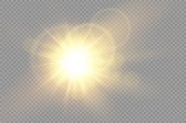 Parlak ışık yıldızı, sarı güneş ışınları, bokeh.