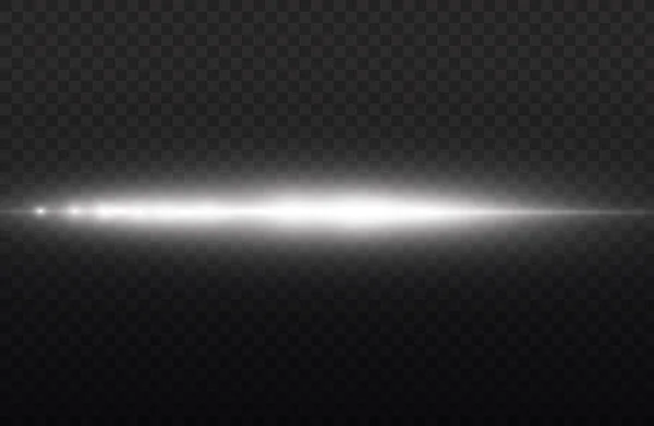 Rayons lumineux horizontaux, flash ligne horizontale blanche — Image vectorielle