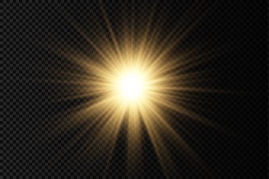 Parlak ışık yıldızı, sarı güneş ışınları.
