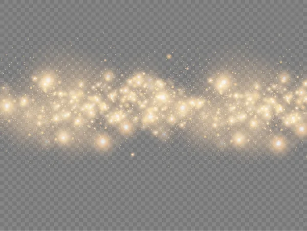 Sparkling golden magic yellow dust particles light — Stock Vector