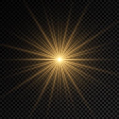Parlak ışık yıldızı, sarı güneş ışınları.