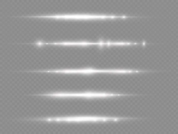 Rayos de luz horizontales, línea horizontal blanca del flash — Archivo Imágenes Vectoriales