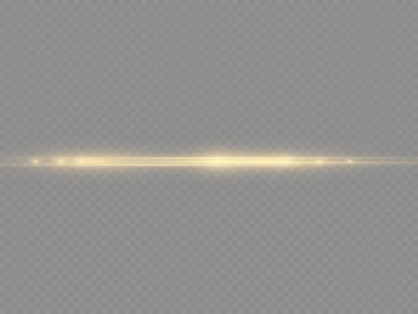 Rayon lumineux horizontal, ligne horizontale jaune éclair — Image vectorielle