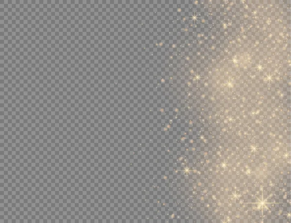 Jiskřivé zlaté magie žluté prachové částice světlo — Stockový vektor