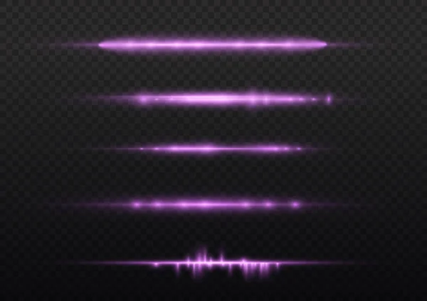 Горизонтальні фіолетові світлові промені, флеш фіолетова лінія . — стоковий вектор