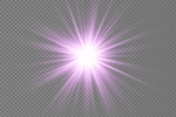 Фиолетовая светящаяся звезда, фиолетовые лучи солнца. — стоковый вектор