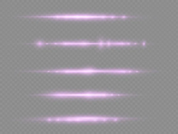 Horizontální fialové světelné paprsky, fialová čára. — Stockový vektor