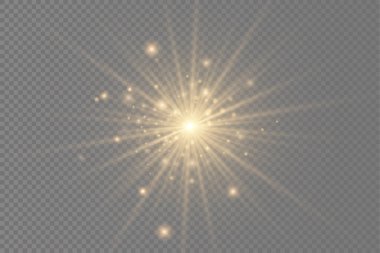 Parlak ışık yıldızı, sarı güneş ışınları.