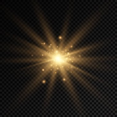 Parlak ışık yıldızı, sarı güneş ışınları.