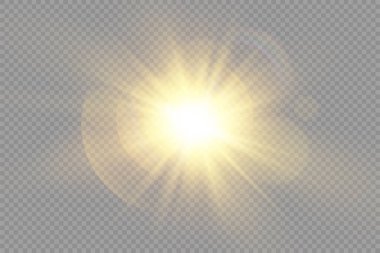 Parlak ışık yıldızı, sarı güneş ışınları, bokeh.