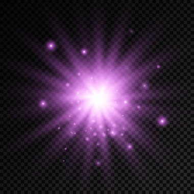 Mor parlak ışık yıldızı, menekşe patlaması güneş ışınları.