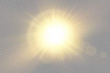 Parlak ışık yıldızı, sarı güneş ışınları, bokeh.