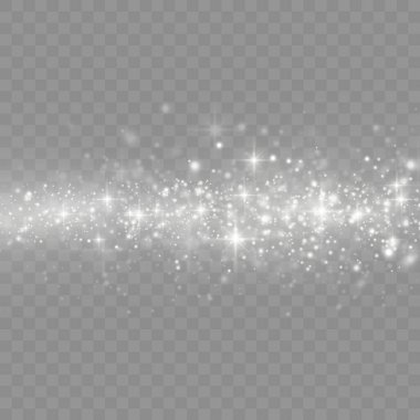Beyaz toz parçacıkları, parlayan ışıklar, yıldız.
