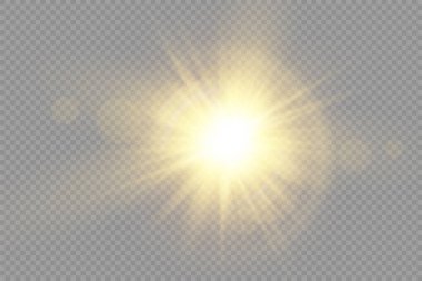 Parlak ışık yıldızı, sarı güneş ışınları, bokeh.
