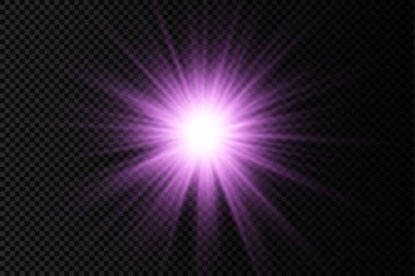 Mor parlak ışık yıldızı, menekşe patlaması güneş ışınları.