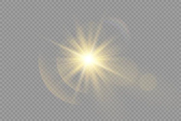 Fényes sárga csillag kitörés, arany fény hatás. — Stock Fotó