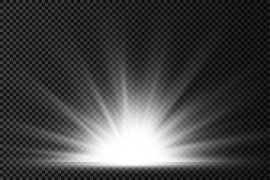 Yıldız patlaması, beyaz parlayan ışıklar güneş ışınları.