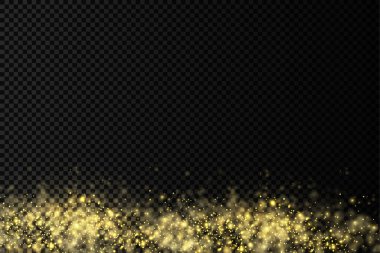 Işıldayan altın sihirli toz parçacıkları ışık saçar.