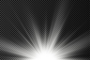 Yıldız patlaması, beyaz parlayan ışıklar güneş ışınları.