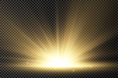 Yıldız patlaması, sarı parlayan ışıklar güneş ışınları.