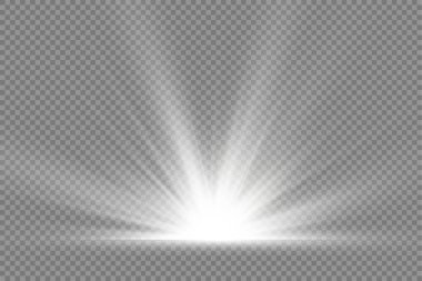 Yıldız patlaması, beyaz parlayan ışıklar güneş ışınları.