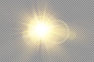 Parlak ışık yıldızı, sarı güneş ışınları, bokeh.