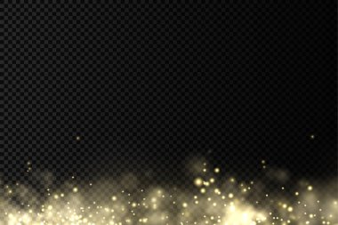 Işıldayan altın sihirli toz parçacıkları ışık saçar.