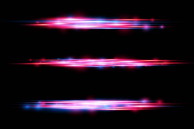 Kırmızı mavi hareketli polis hattı, yatay ışık huzmeleri