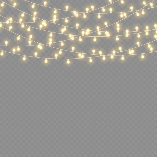 LED neon ljus guld jul garland dekoration — Stock vektor