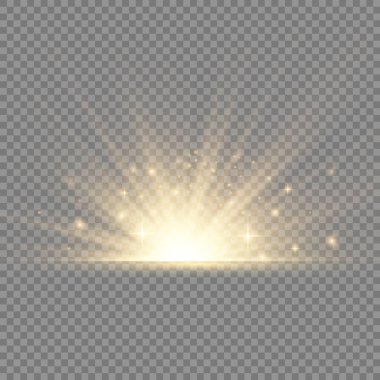 Yıldız patlaması, sarı parlayan ışıklar güneş ışınları.