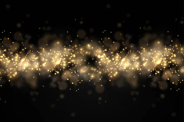 闪烁的金色魔法尘埃粒子闪烁的光. — 图库矢量图片