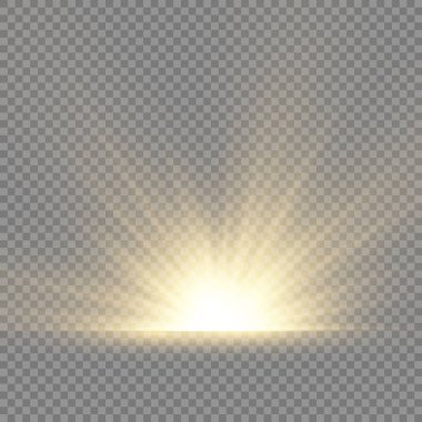 Yıldız patlaması, sarı parlayan ışıklar güneş ışınları.