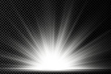 Yıldız patlaması, beyaz parlayan ışıklar güneş ışınları.